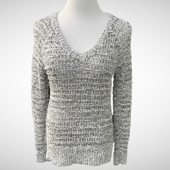 Loft Sweater Open-Weave V-Neck Pullover - Picture 2 of 7